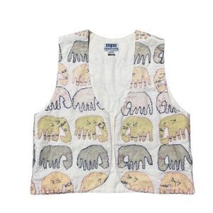 Vintage Embroidered Elephant Vest Medium